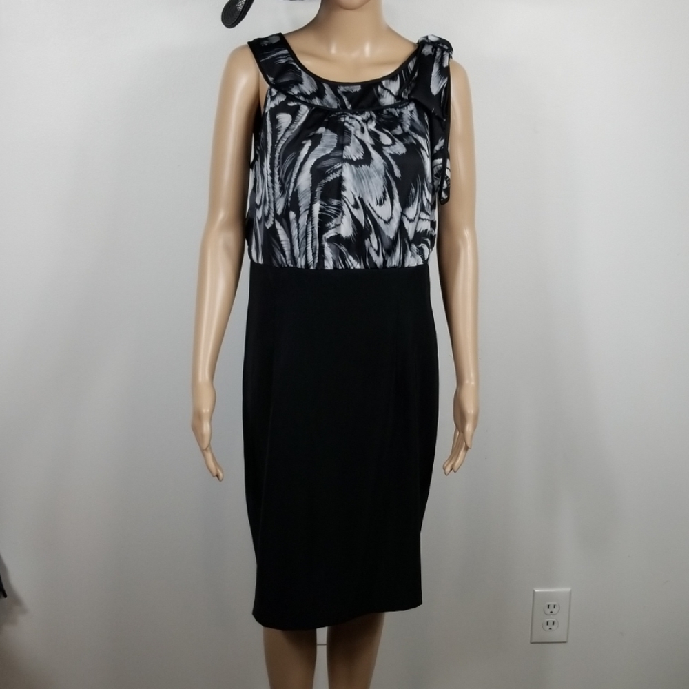 AB Studio Black & Gray Silky Tank Dress